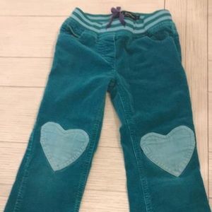 Mini Boden heart cords, teal